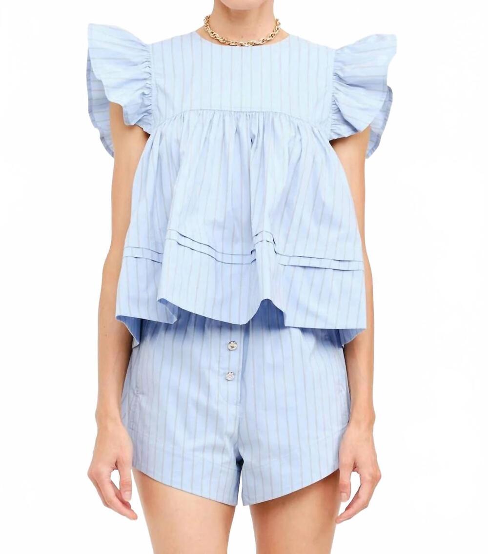 NEW SOFIE THE LABEL the sloane striped top in blue